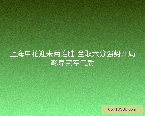 上海申花迎来两连胜 全取六分强势开局彰显冠军气质