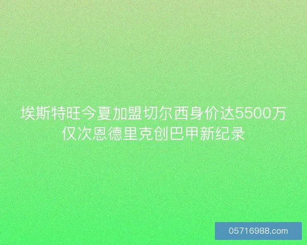 埃斯特旺今夏加盟切尔西身价达5500万仅次恩德里克创巴甲新纪录